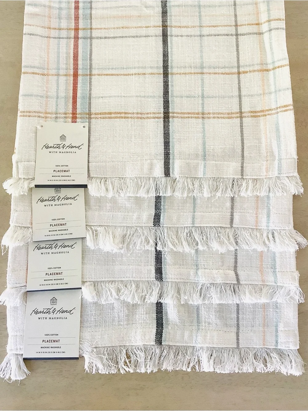 4 Hearth & Hand Magnolia Casual Plaid Cotton Placemats